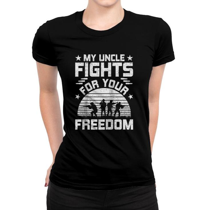 My Uncle Fights For Your Freedom Military Uncle Raglan Baseball Tee Women T-shirt