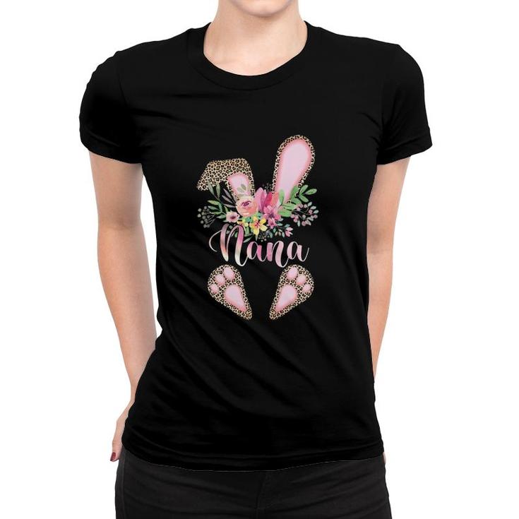 Nana Bunny - Floral Leopard Nana Happy Easter Mother's Day Women T-shirt