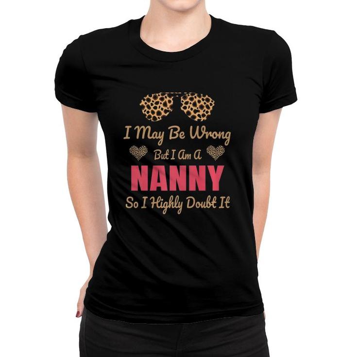 Nanny Leopard Print Cute Funny Saying Grandmother Gift  Women T-shirt