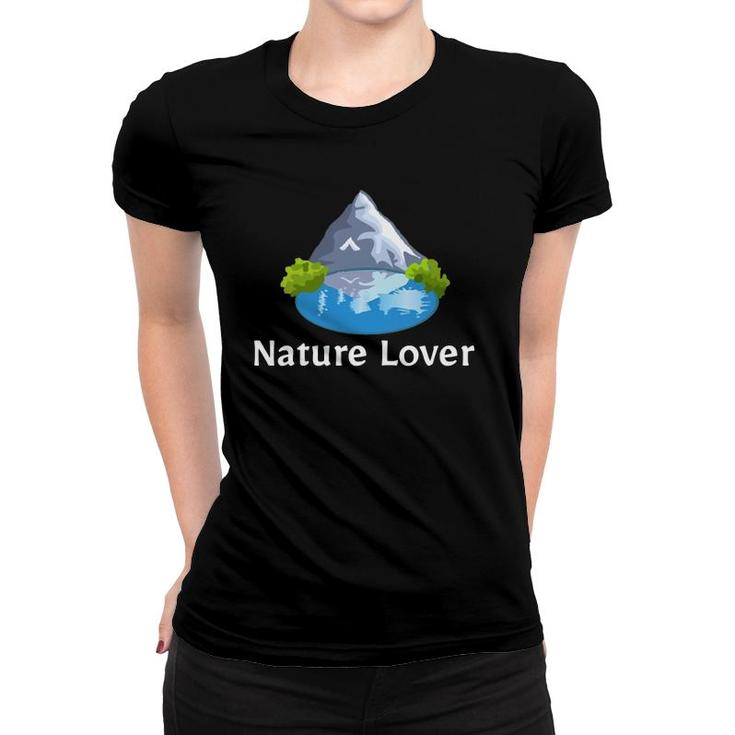 Nature Lover Mountain Lake Trees Hippie Environment Women T-shirt