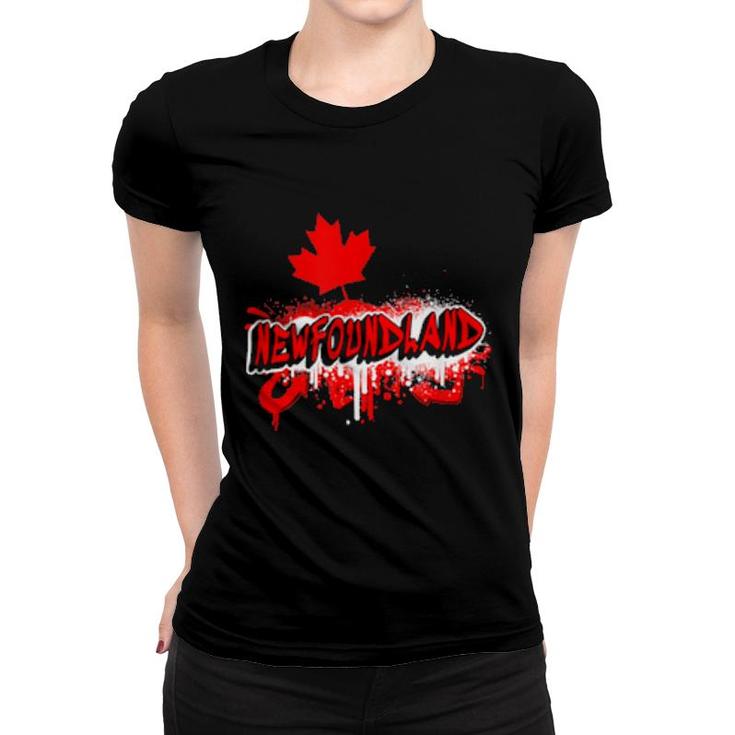 Newfoundland Canada Maple Leaf Flags  Women T-shirt