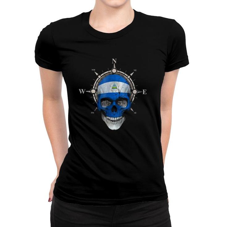 Nicaragua Skull Flag  Nicaraguan Dna Roots & Heritage Women T-shirt