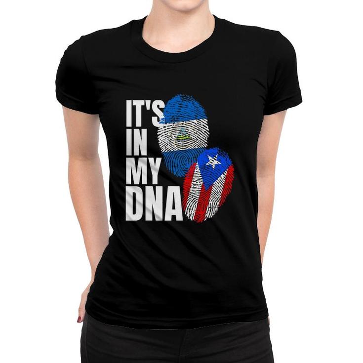 Nicaraguan And Puerto Rican Dna Flag Heritage Gift Women T-shirt