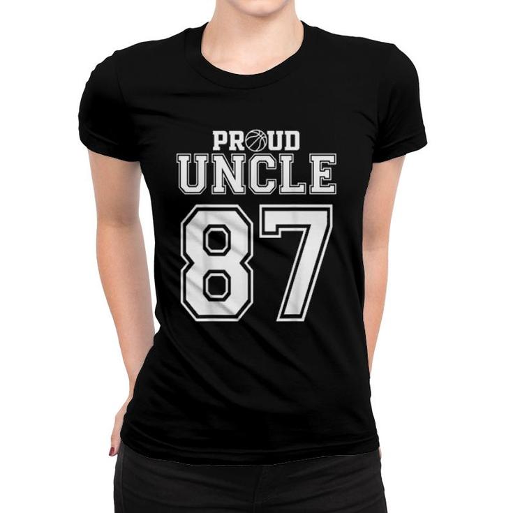 Number 87 Custom Proud Basketball Uncle Personalized  Women T-shirt