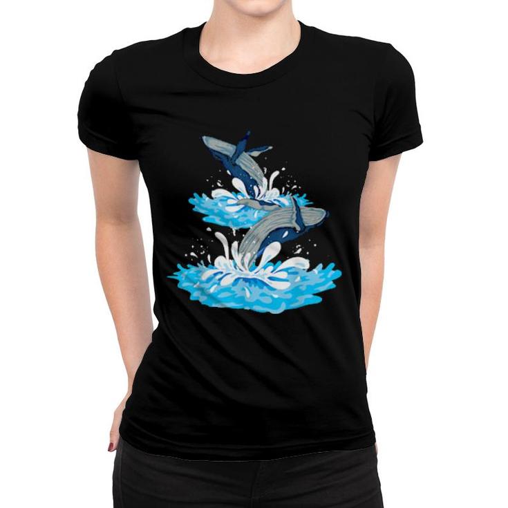 Ocean Animal Breaching Whale Sea Creature Humpback Whale  Women T-shirt