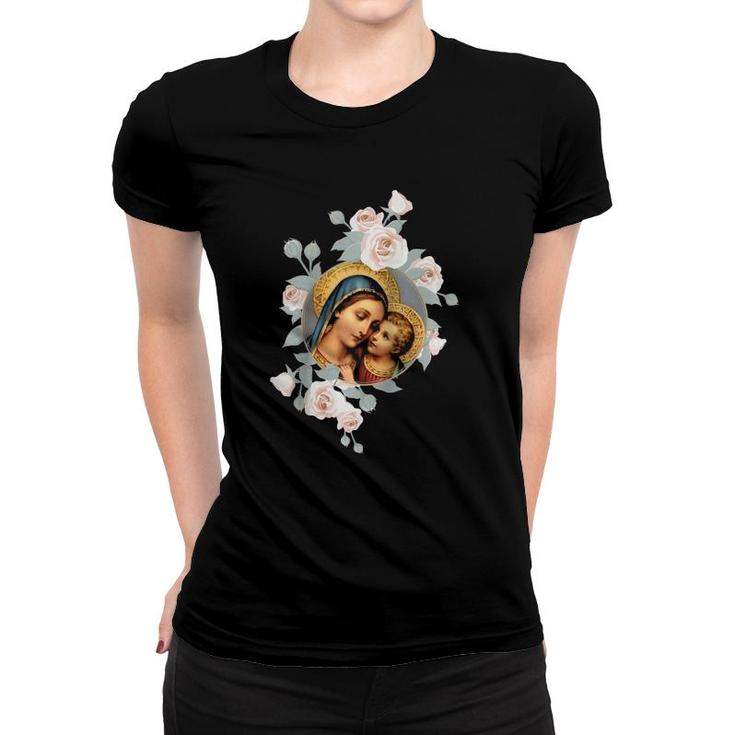 Our Lady Of Good Remedy Blessed Mother Mary Art Catholic Raglan Baseball Tee Women T-shirt