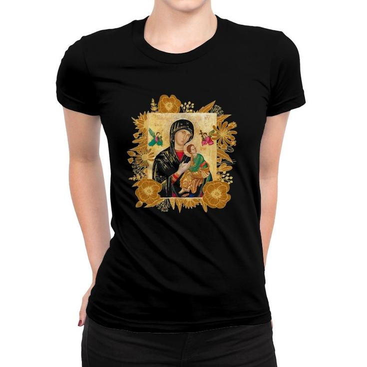 Our Lady Of Perpetual Help Blessed Mother Mary Catholic Icon Women T-shirt