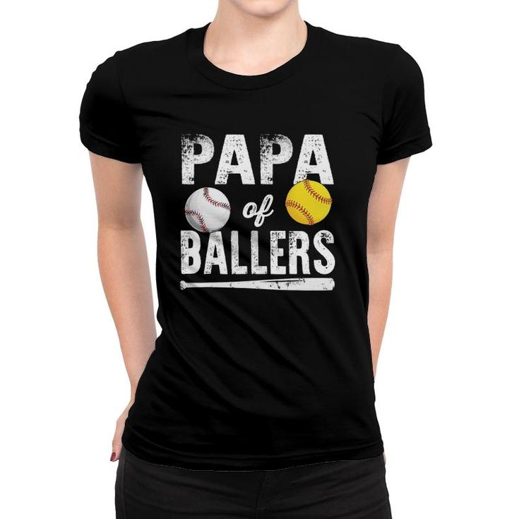 Papa Of Ballers  Baseball Softball Women T-shirt