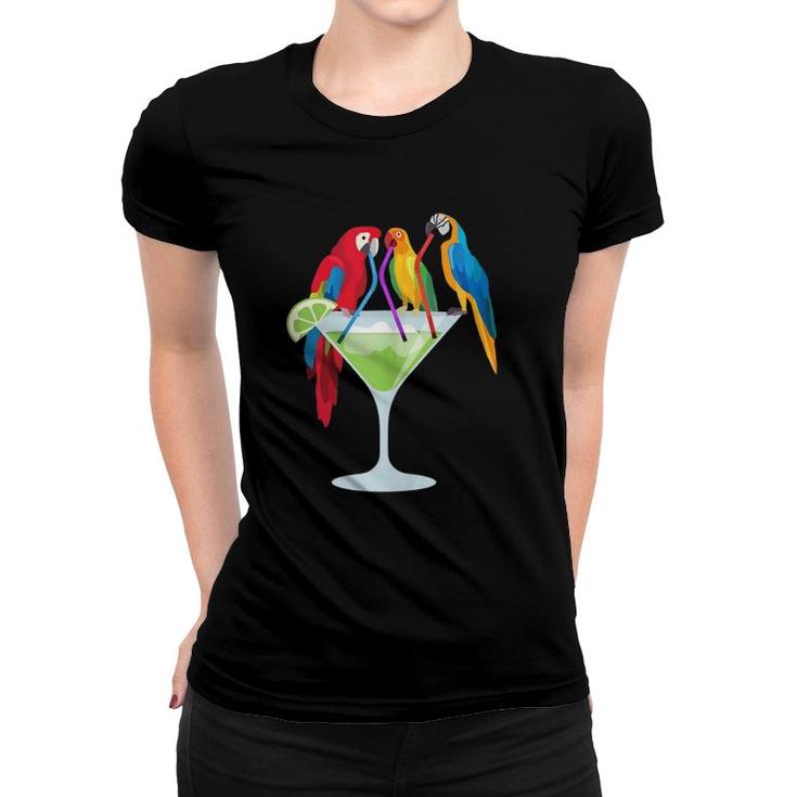 Parrots Drinking Margarita Tropical Vacation Hawaiian Birds  Women T-shirt