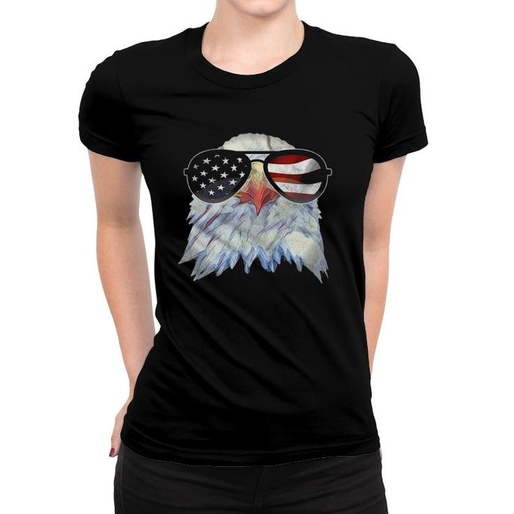 Patriotic Bald Eagle 4Th Of July America Usa Flag Sunglasses Women T-shirt