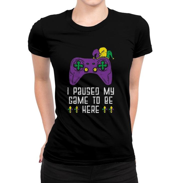 Paused My Game Mardi Gras Video Gaming Gamer Boys Men Kids Women T-shirt