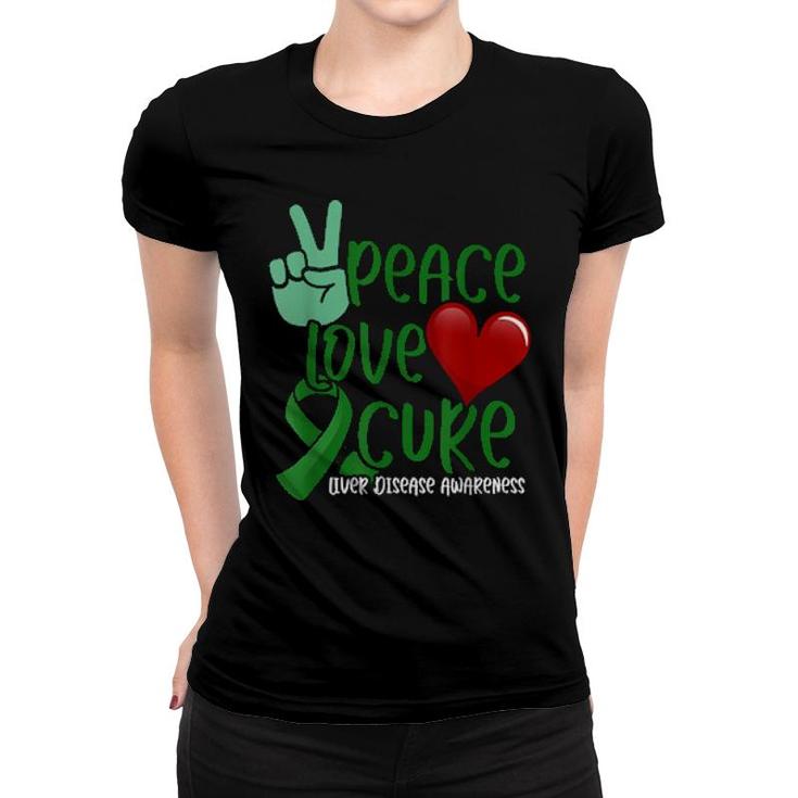 Peace Love Cure Liver Disease Awareness  Women T-shirt