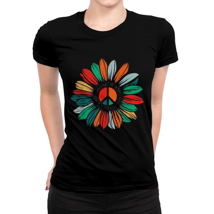 Peace Love Sunshine Sunflower Hippie Costume Tie Die 60S 70S  Women T-shirt