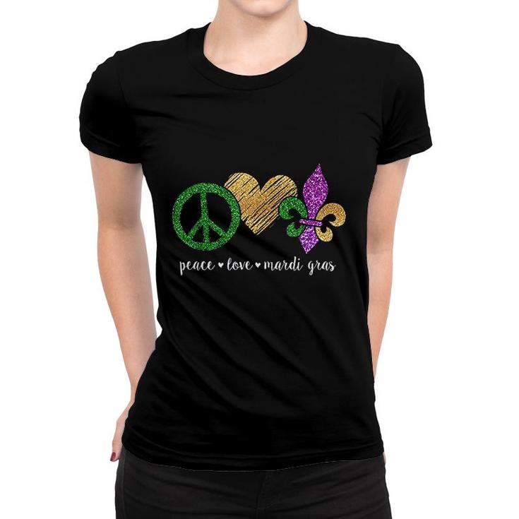 Peace Sign Heart Fleur De Lys Hippie Peace Love New Orleans Mardi Gras 2022 Women T-shirt