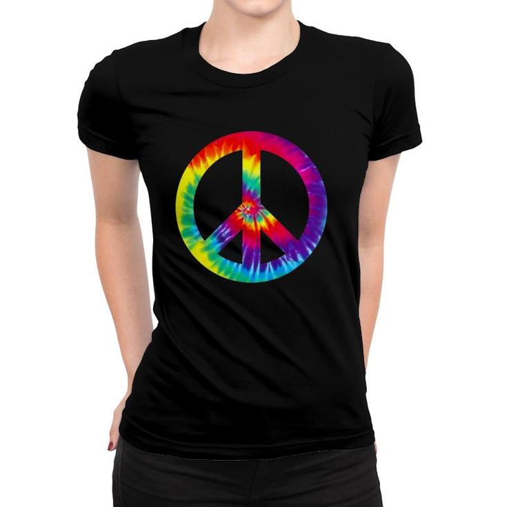 Peace Sign Symbol Tie Dye 60S 70S  Hippie Costume Women T-shirt