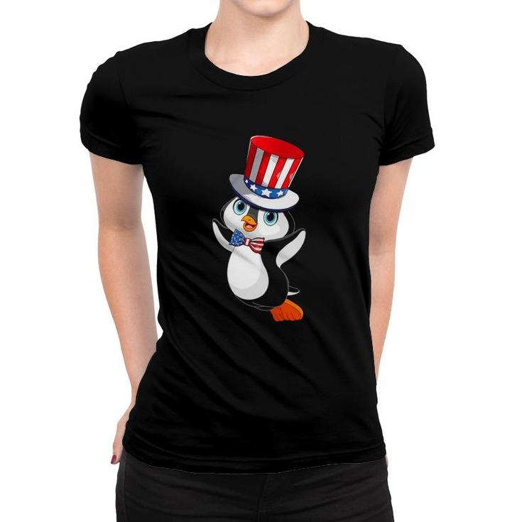 Penguin American Flag Hat Patriotic 4Th Of July  Gifts Women T-shirt
