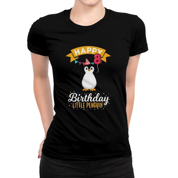 Penguin Birthday 8 Years Old 8Th Anniversary Animal Women T-shirt