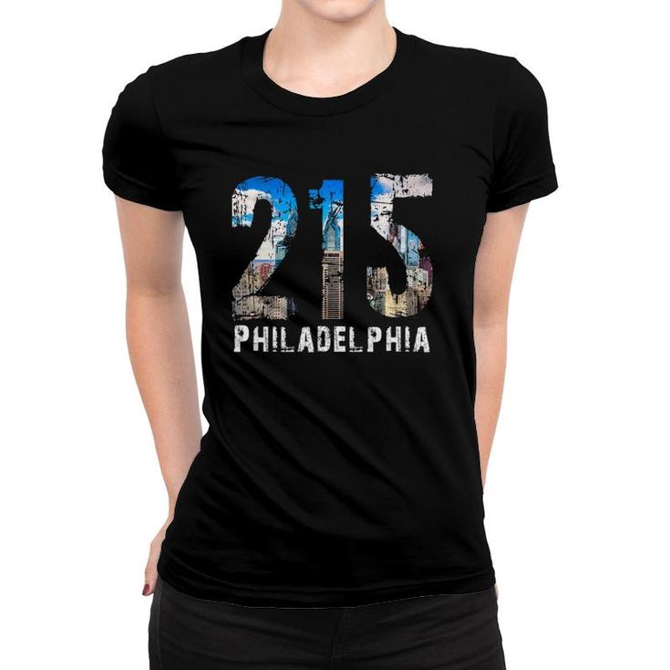 Philadelphia 215 Philly 215 Skyline Area Code Women T-shirt