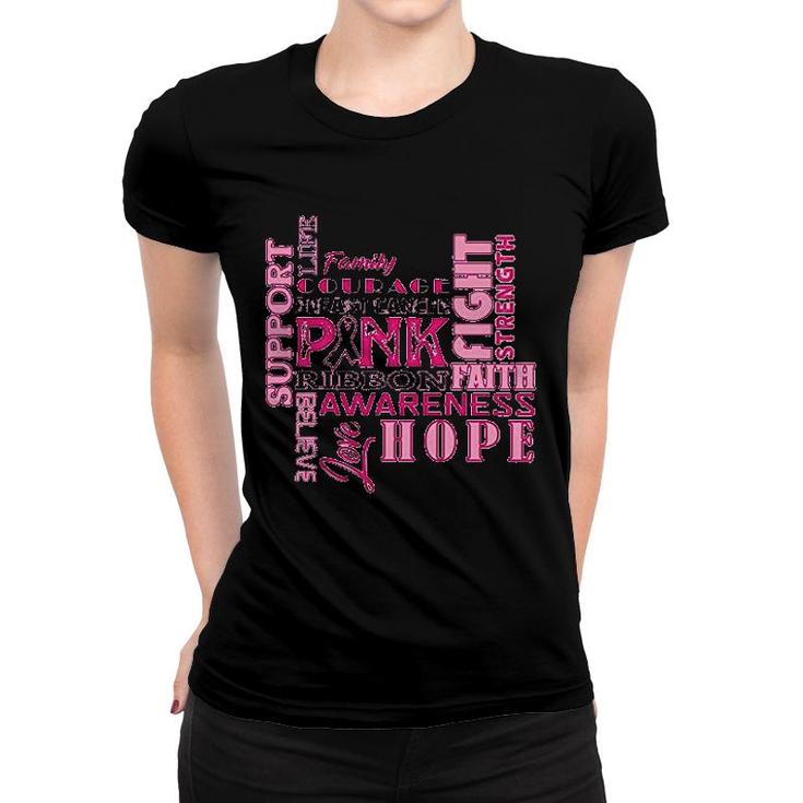 Pink Ribbon Support Awareness Women T-shirt