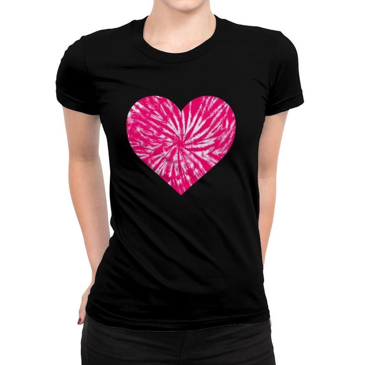 Pink Tie Dye Heart Love Unique Tye Die Women T-shirt