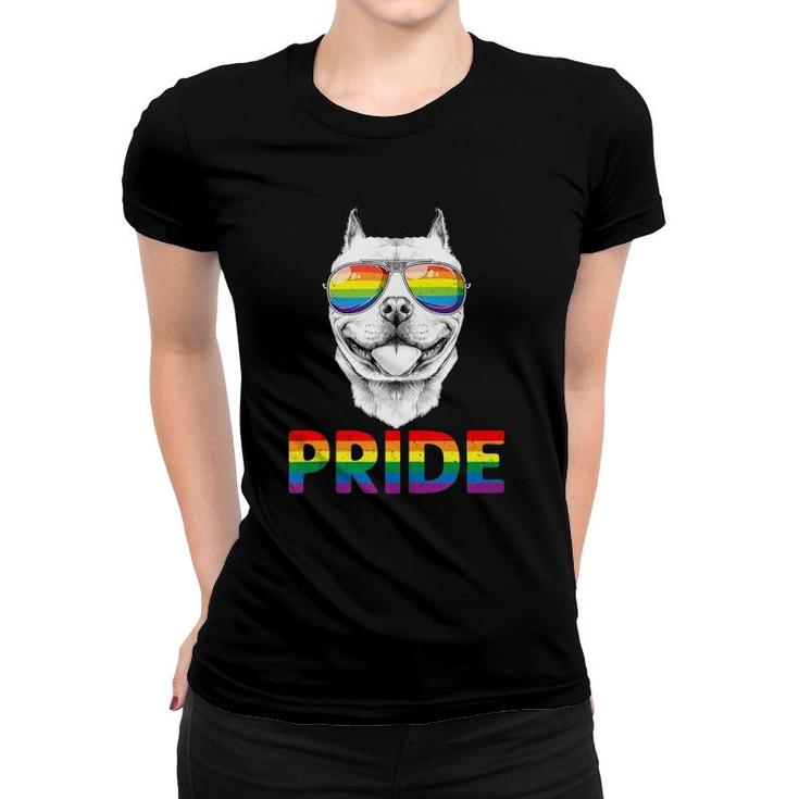 Pitbull Gay Pride Lgbt Rainbow Flag Sunglasses Lgbtq Tank Top Women T-shirt