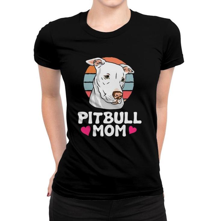 Pitbull Mom Retro Pit Bull Terrier Pibble Dog Lover Owner Women T-shirt