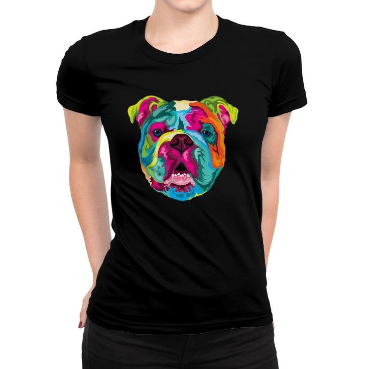 Pop Art English Bulldog Pet Paw Gift Men Women Dog Lover Women T-shirt