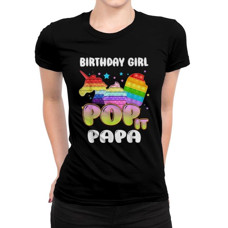 Pop It Papa Of The Birthday Girl Unicorn Ice Cream  Women T-shirt