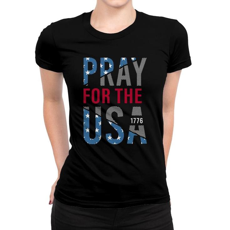 Pray For The Usa 1776 American Flag  Women T-shirt