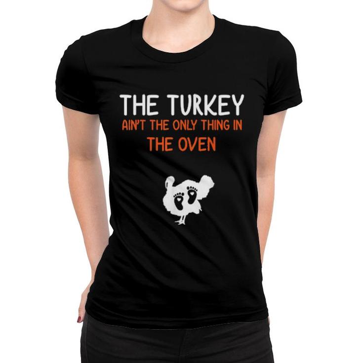 Pregnancy Announcement Thanksgiving 2021 Turkey  Women T-shirt