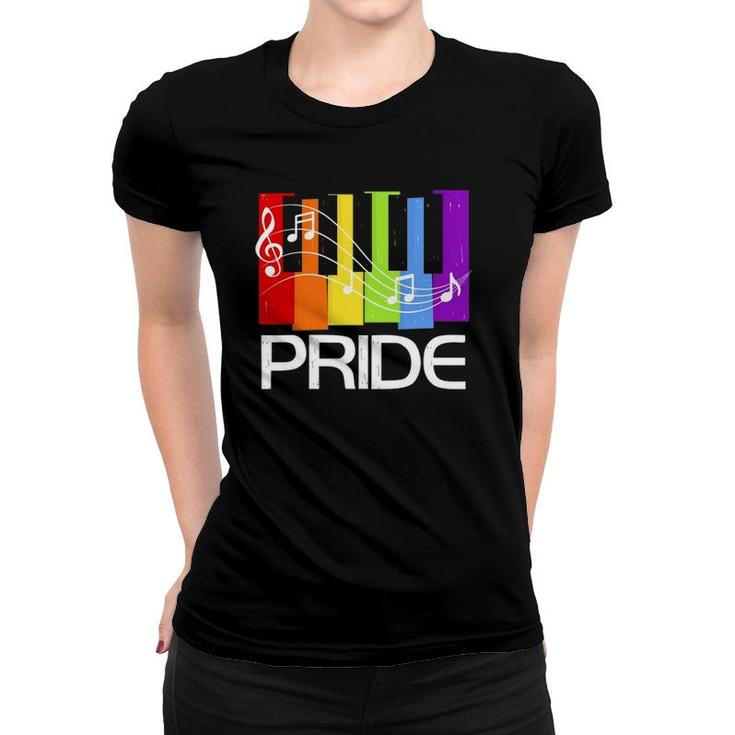 Pride  Lgbt Rainbow Gay Lesbian Piano Women T-shirt