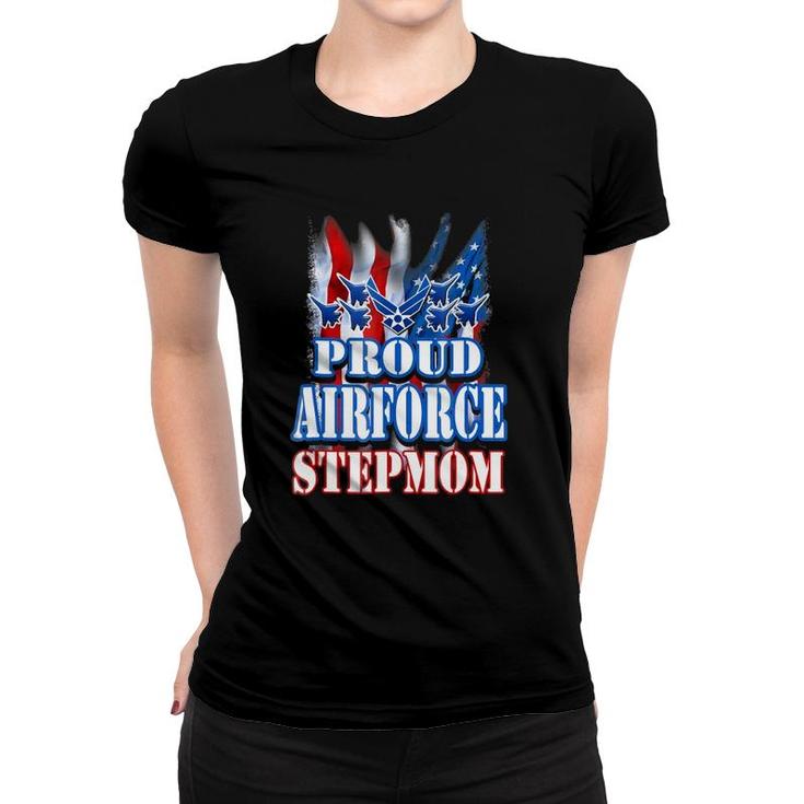 Proud Air Force Stepmom  Usa Flag Mothers Day Women T-shirt