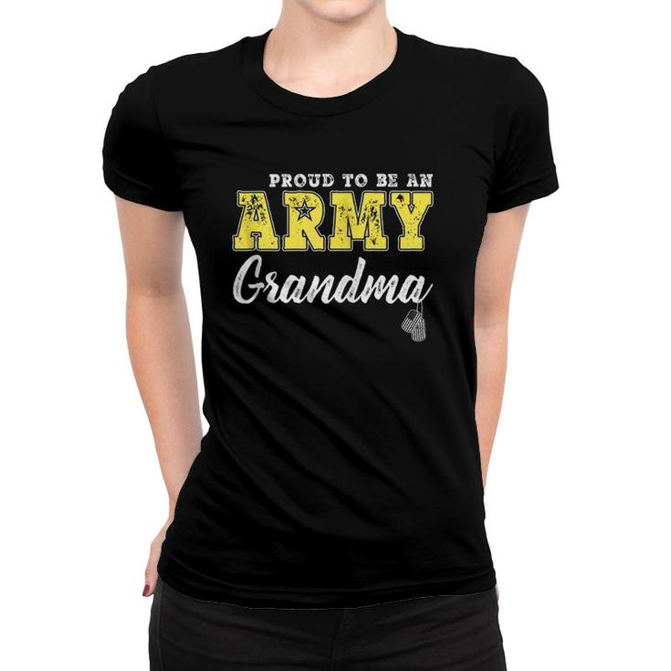Proud Army Grandma Us Flag Dog Tags Military Grandmother Zip Women T-shirt