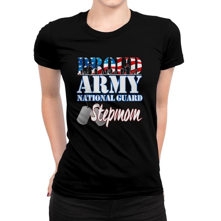Proud Army National Guard Stepmom Dog Tag Flag Women Women T-shirt