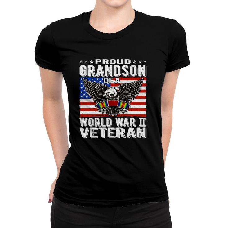 Proud Grandson Of A World War 2 Veteran Patriotic Ww2 Gift  Women T-shirt