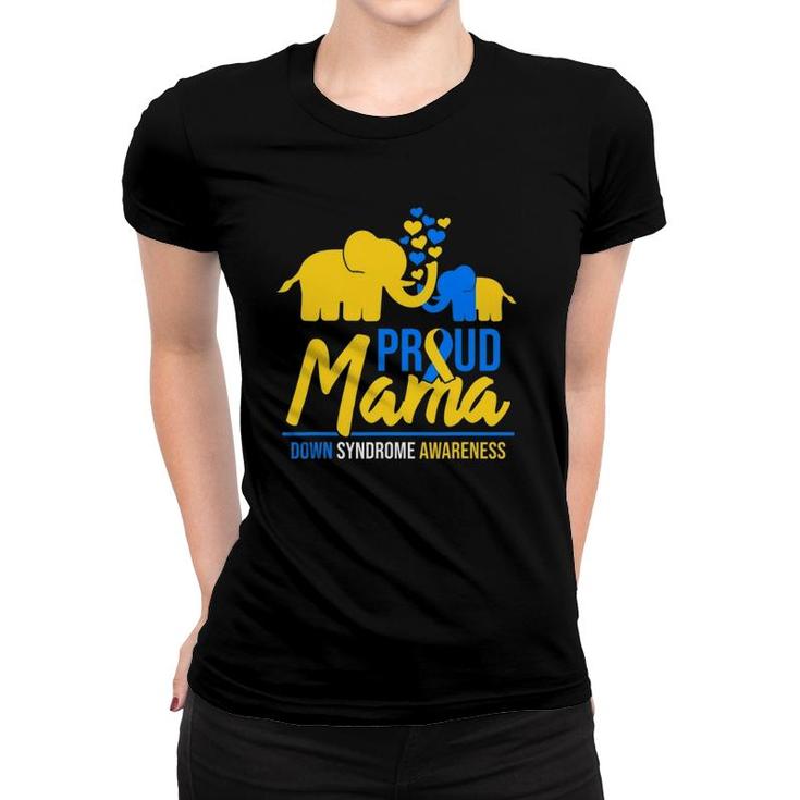 Proud Mama Mom Down Syndrome Awareness Day Cute Elephant T21 Gift Women T-shirt