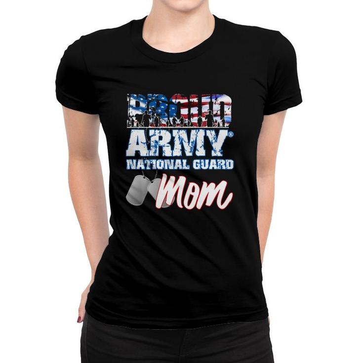 Proud Patriotic Army National Guard Mom Usa Flag Mothers Day Women T-shirt