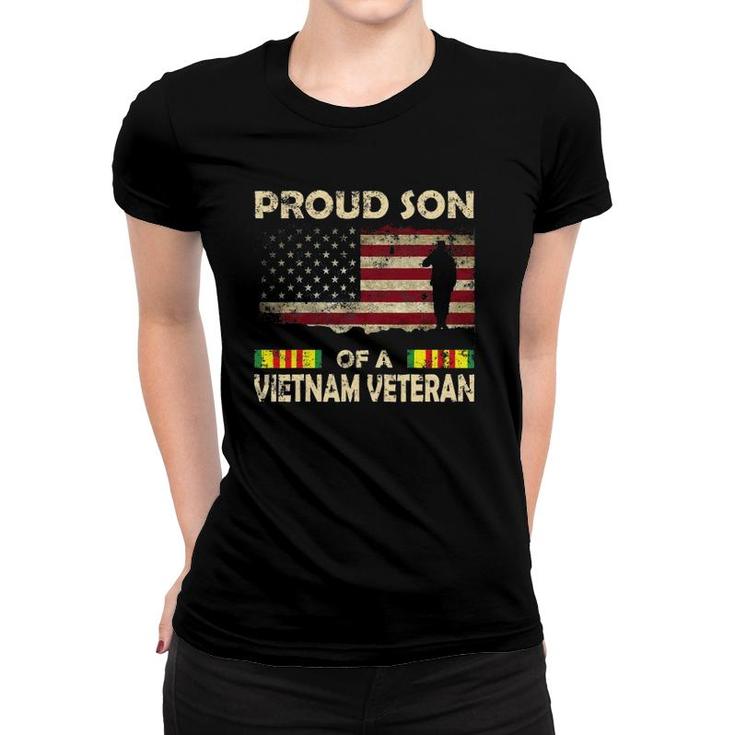 Proud Son Of Vietnam Veteran Tee  American Flag Women T-shirt