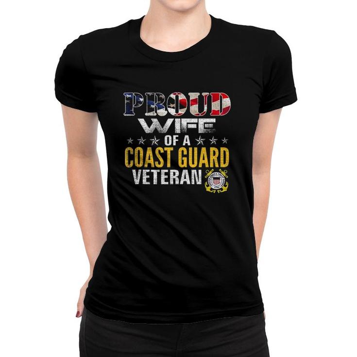 Proud Wife Of A Coast Guard Veteran American Flag Military Tank Top Women T-shirt