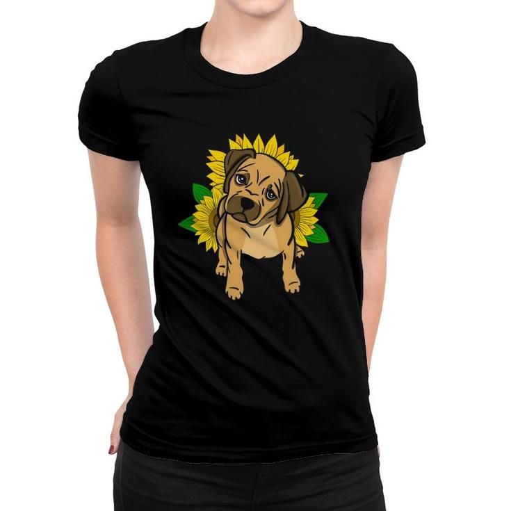 Puggle And Sunflowers Dog Lover Gifts For Women And Girls Women T-shirt