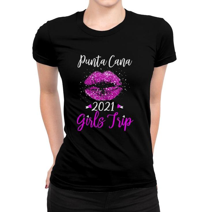 Punta Cana Girls Trip 2021 Vacation Gift Pink Lips Women T-shirt
