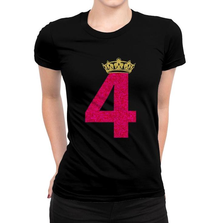 Queen Crown Birthday  Girls 4Th Party 4 Years Old Women T-shirt