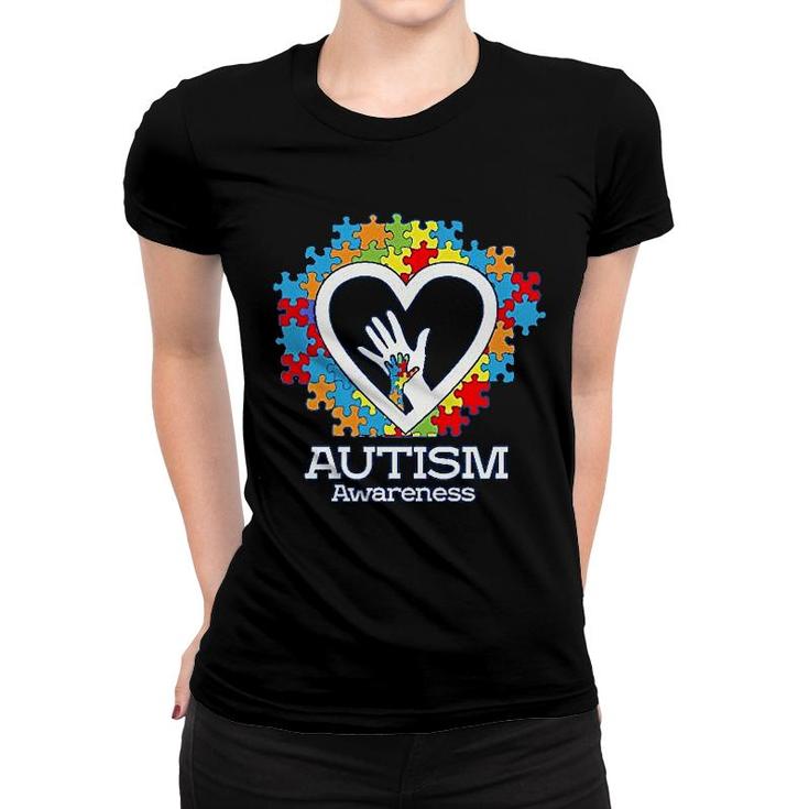 R Autism Awareness Hands In Heart Women T-shirt
