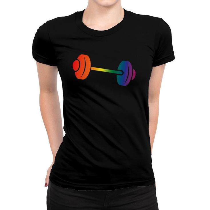 Rainbow Dumbbell Gift For Gay Gym Owners And Lgbtq Fitness Women T-shirt