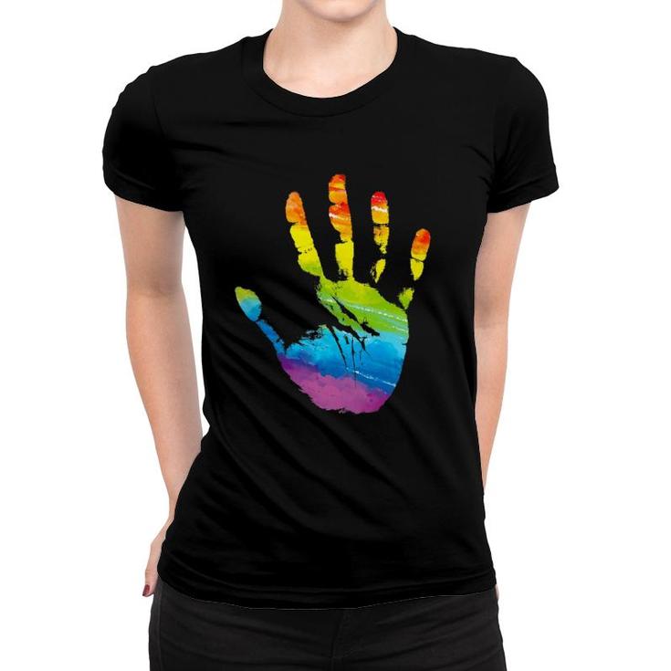 Rainbow Hand Print Lgbt Gay Pride Month Parade Women Men Women T-shirt
