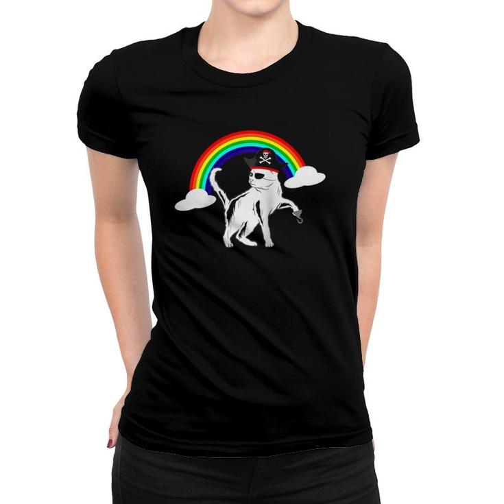 Rainbow Pirate Cat-Purrate Pirate Cat-Lgbt Pride Raglan Baseball Tee Women T-shirt
