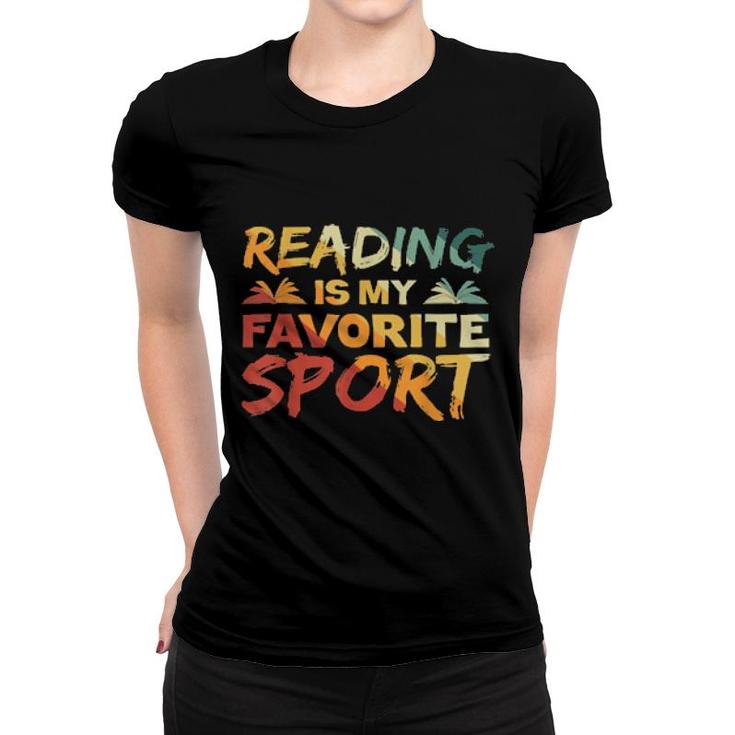 Reading Is My Favorite Sport Vintage Retro Book  Women T-shirt