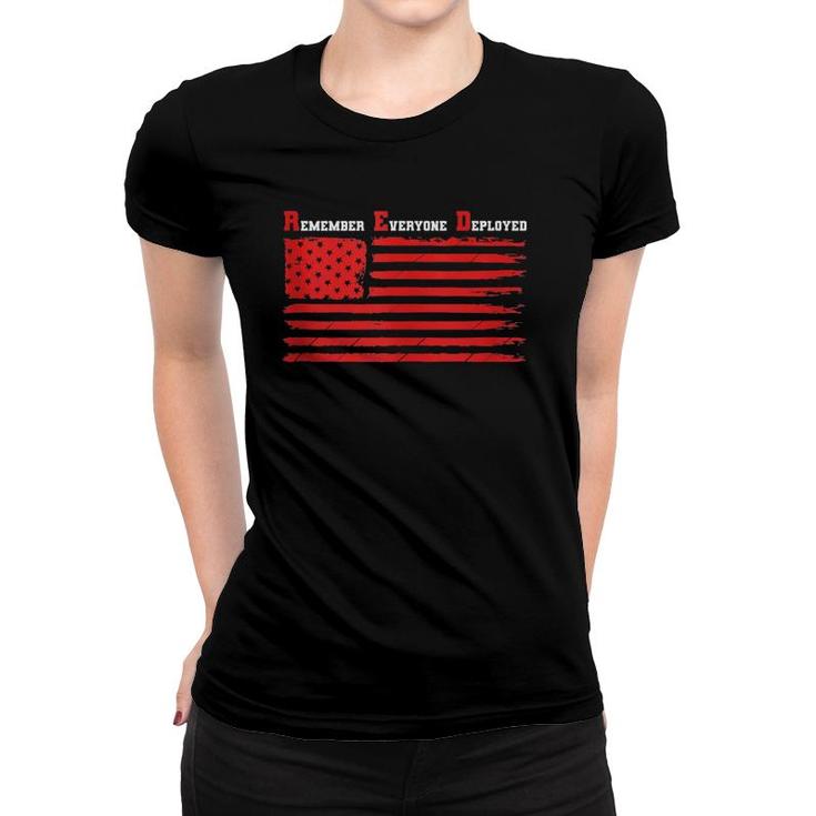 RED Flag Remember Everyone Deployed - Support The Troops  Women T-shirt