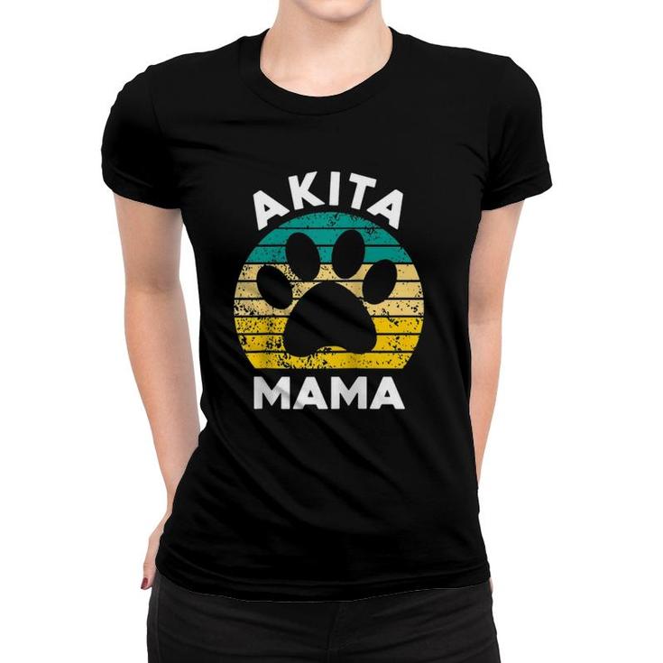 Retro Akita Mama Gift Akita Dog Owner Mother Pet Mama Raglan Baseball Tee Women T-shirt