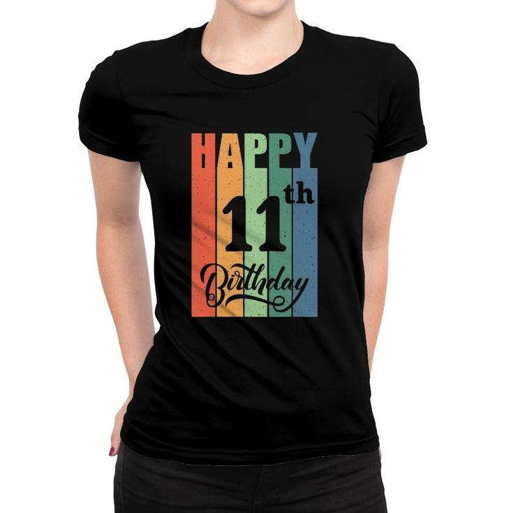 Retro Birthday Gift For 11 Years Old Happy 11Th Birthday Women T-shirt